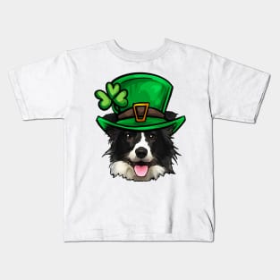 St Patricks Day Border Collie Kids T-Shirt